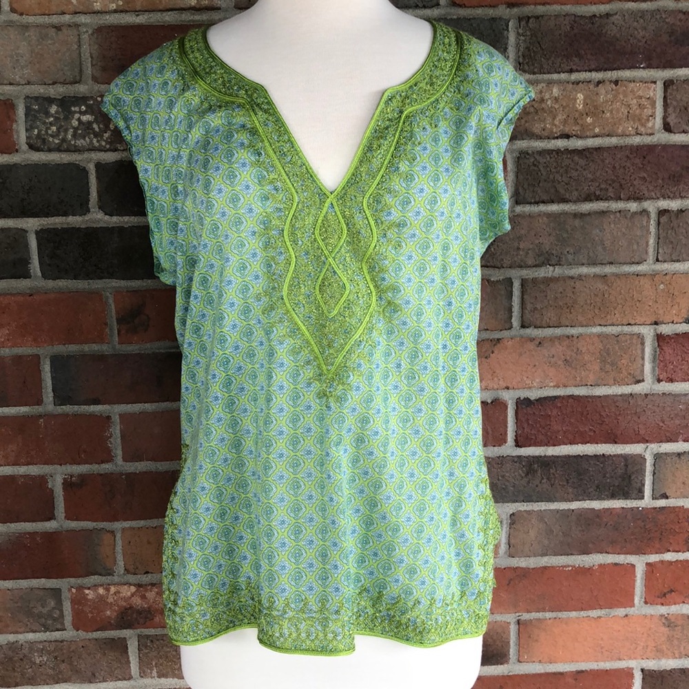 Green print tunic